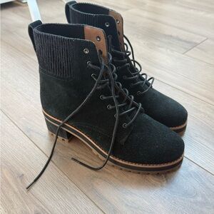 Madewell Black Suede Lace-Up Ankle Booties